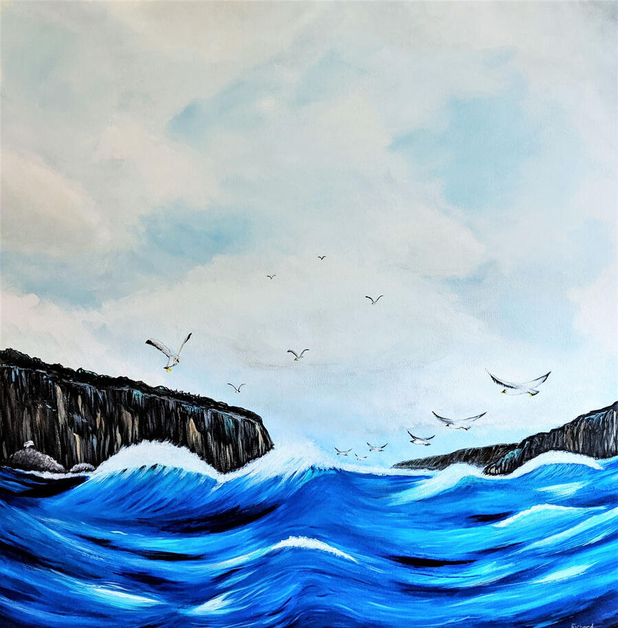 Sea and Seagulls Acrylic on Canvas.